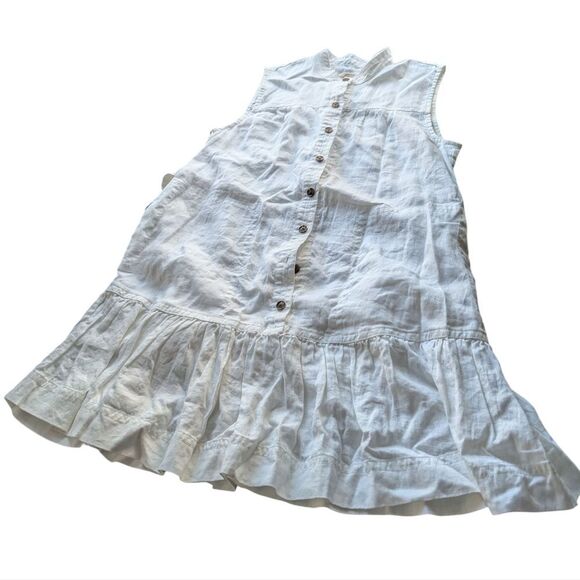 Banana Republic White 💯 Linen Flounce Dress Size L - Picture 12 of 12